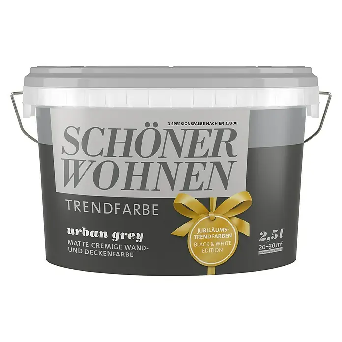 SCHÖNER WOHNEN-Farbe Wandfarbe Trendfarbe Jubiläum - Urban Grey, 2,5 l, Matt, Konservierungsmittelfrei - Vorderansicht