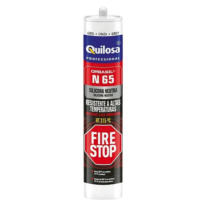 Quilosa Silicona de alta temperatura Orbasil N 65 Fire Stop - Gris, 300 ml