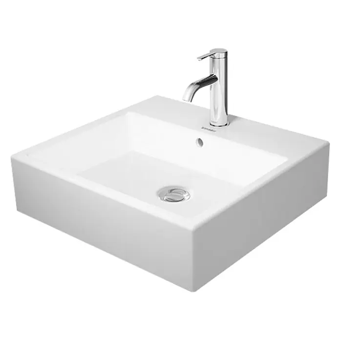 Duravit Vero Air Waschbecken - 50 x 47 cm, Ohne Spezialglasur, Hahnloch: Mitte, Mit Überlauf, Weiß, Geschliffen - Vorderansicht