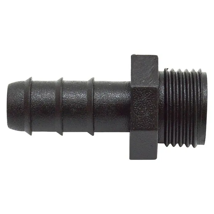Conector para manguera goteo Macho - ½″, 16 mm, Plástico