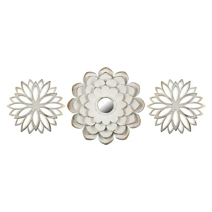 Espejo de pared Set - 35 x 35 cm, Blanco/Dorado