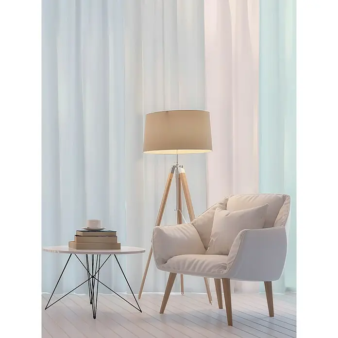 Visillo para ventana Eser - 140 x 270 cm, 100% poliéster, Gris