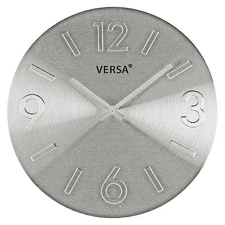 Reloj de pared redondo Plata
