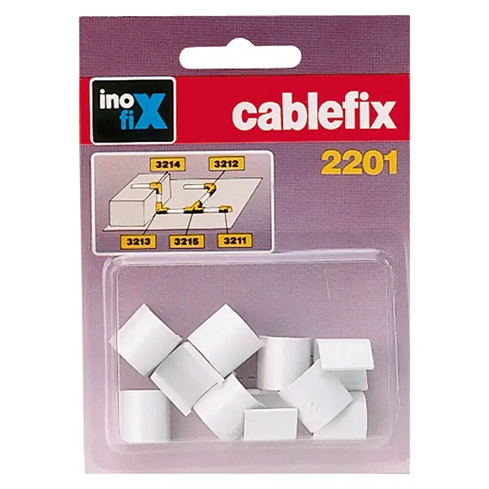 Inofix Cablefix Pieza de unión para canaleta 2201 - Blanco, 10 ud., An x Al: 0,8 x 0,7 cm