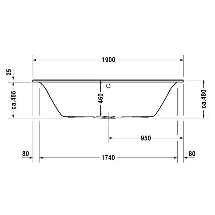 Duravit Darling New Badewanne - 190 x 90 cm, Sanitäracryl, Weiß - Vorderansicht