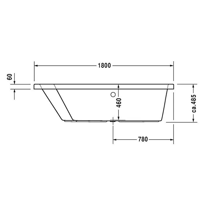 Duravit Badewanne Paiova - 180 x 140 cm, Raumecke Links, Sanitäracryl, Weiß - Vorderansicht