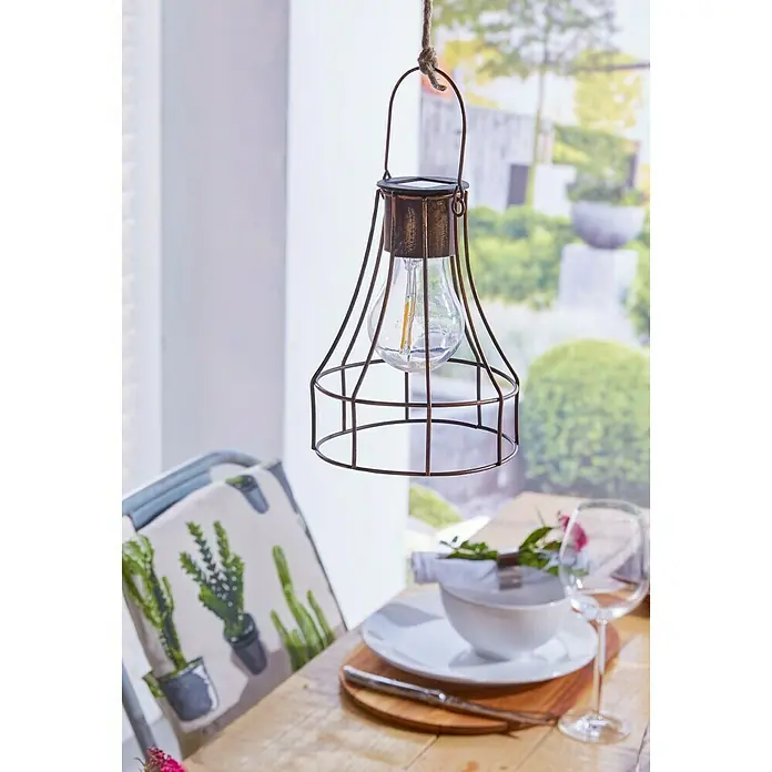 Luxform Solarna viseća svjetiljka Dortmund - LED, Crne boje, Bakar, Prozirno, Ø x V: 13 x 16 cm
