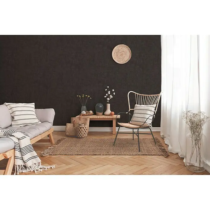 AS Creation New Walls Vliestapete I - Schwarz, Uni, 10,05 x 0,53 m - Stimmungsaufnahme
