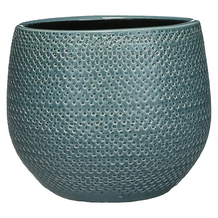 Cubremaceta redondo Gabriel - Dimensiones externas (Ø x Al): 18 x 16 cm, Azul