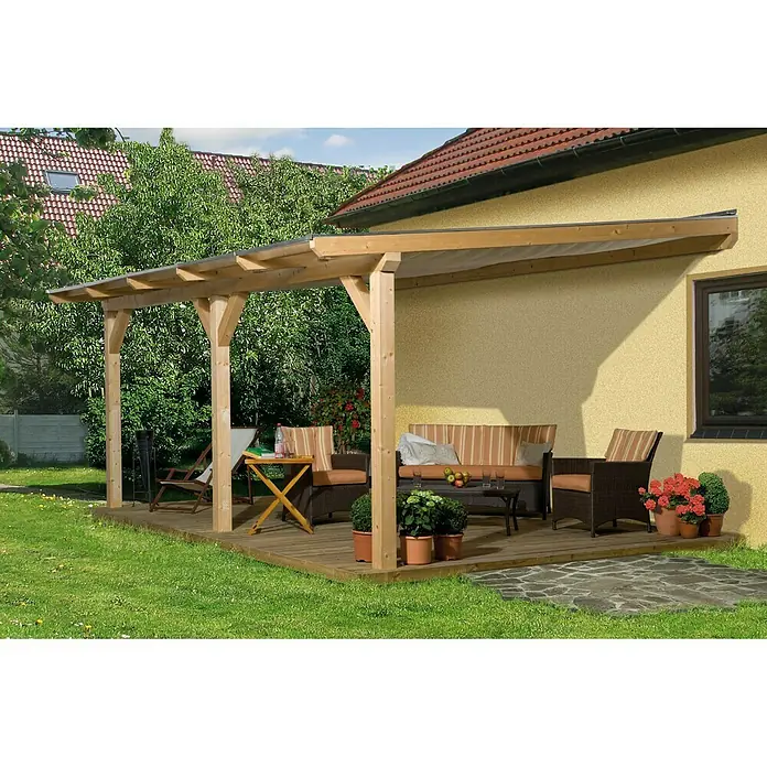 Weka Terrassenüberdachung Summer - B 5,41 x T 2,79 m, Holz, Polycarbonat - Stimmungsaufnahme