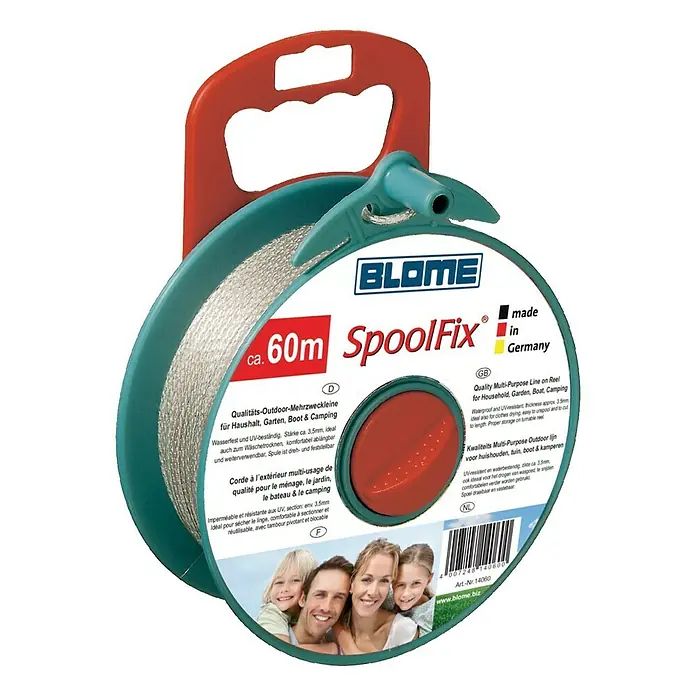 Blome Wäscheleine SpoolFix Ersatzwäscheleine - Länge: 60 m, Durchmesser: 3,5 mm, Geflochtene Leine mit Kunststoffmantel - Vorderansicht