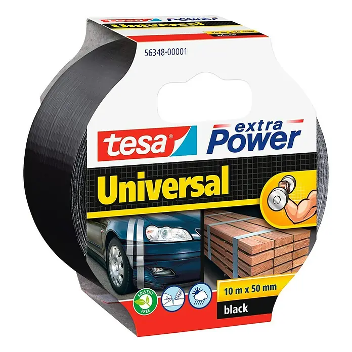 Tesa Extra Power Folienband Universal - Schwarz, 10 m x 50 mm - Linke Seitenansicht