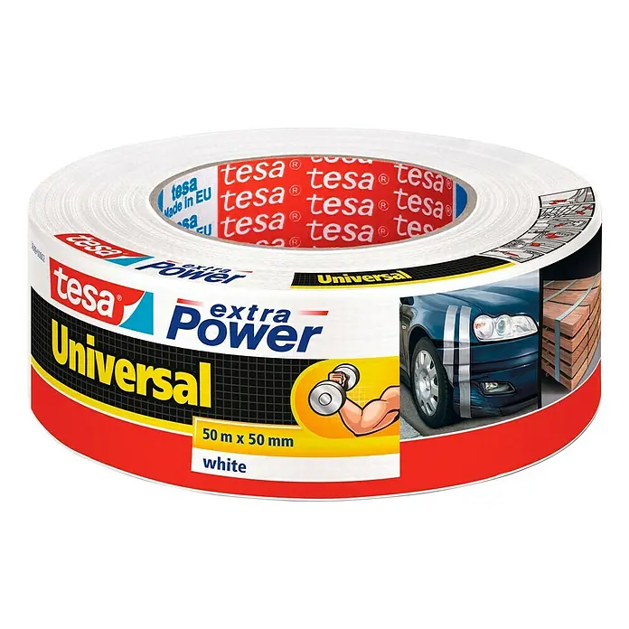 Tesa Extra Power Folienband Universal - Weiß, 50 m x 50 mm - Vorderansicht