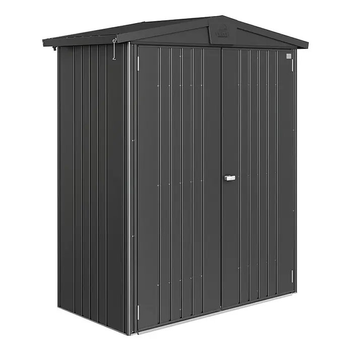 Biohort Gerätehaus Europa - 172 x 84 cm, Stahl, Dunkelgrau Metallic - Linke Seitenansicht