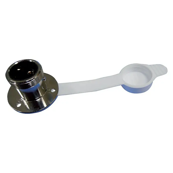 Talamex Steckdose - 2-polig, 3 A, Wasserdicht, Verchromt - Linke Seitenansicht