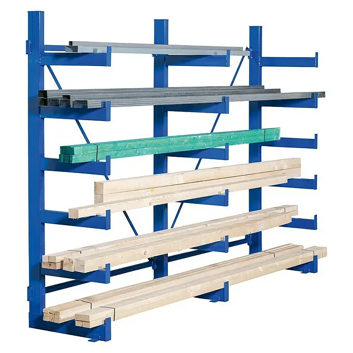 Regalux Metall-Kragarmregal - 63 x 270 x 200 cm, Belastbarkeit: 200 kg pro Tragarm