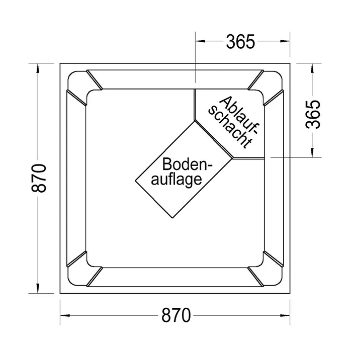 Ottofond Duschwannenträger Puerto - 87 x 87 cm, Expandiertes Polystyrol, Weiß - Ansicht von oben