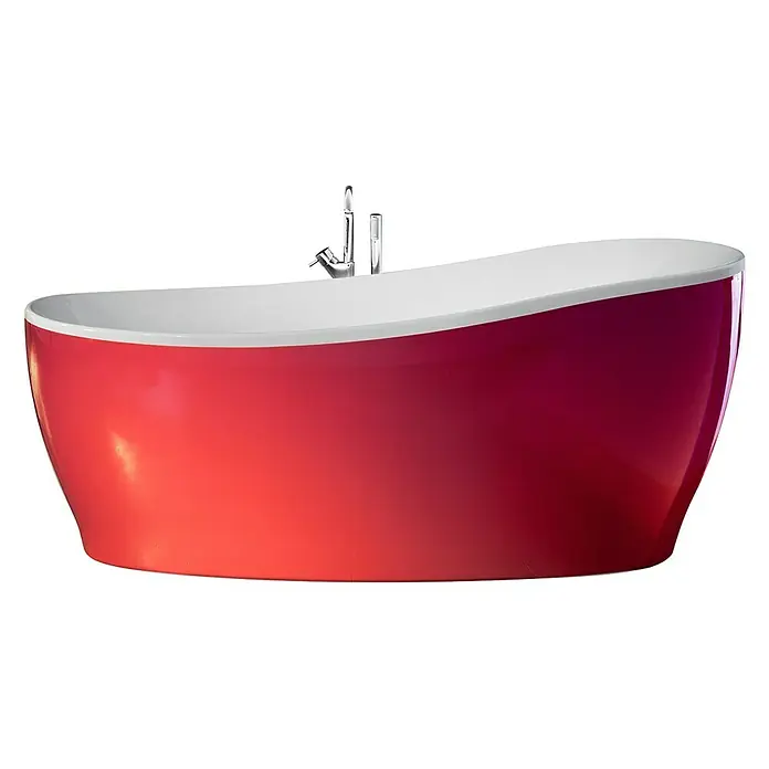 Ottofond Freistehende Badewanne Domani - 180 x 85 cm, Sanitäracryl, Rot/Weiß - Vorderansicht