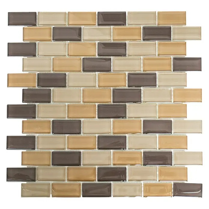 Mosaikfliese Brick Crystal Mix XCM B855 - 32,2 x 31 cm, Braun, Glänzend - Ansicht von oben
