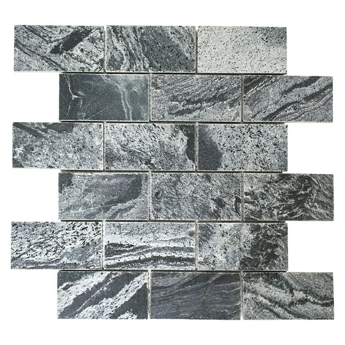 Mosaikfliese Brick XMI 115 - 30,5 x 32,5 cm, Silbergrau, Matt - Ansicht von oben