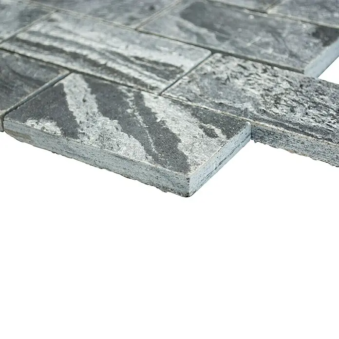 Mosaikfliese Brick XMI 115 - 30,5 x 32,5 cm, Silbergrau, Matt - Vorderansicht