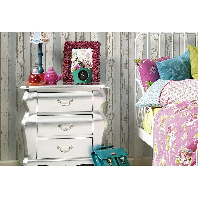 AS Creation Authentic Walls Papel pintado de vellón - Blanco, Estilo madera, 10,05 x 0,53 m - Foto ambiente