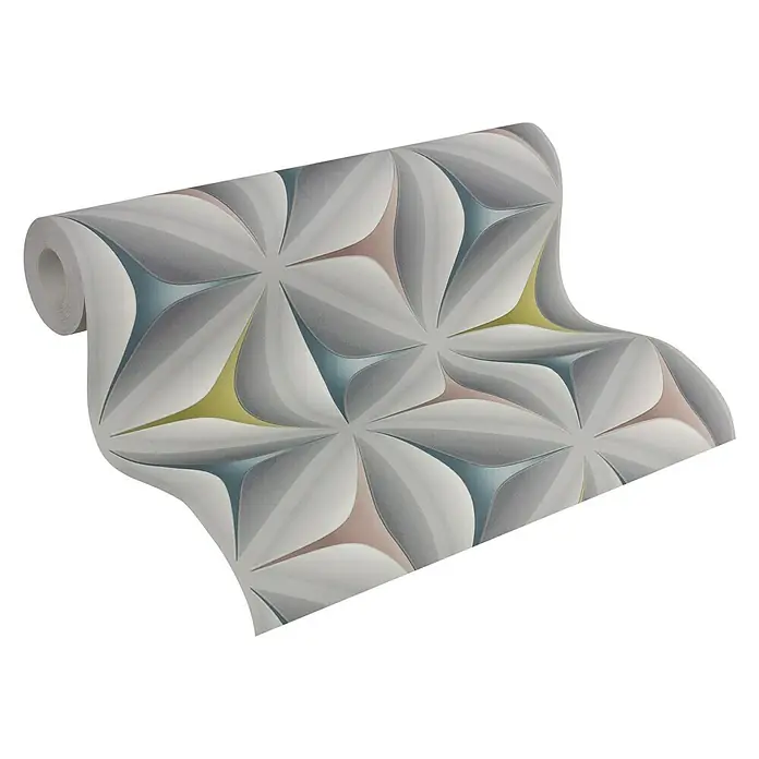 AS Creation Vliestapete Move Your Wall - Blau/Grau/Rosa, Grafisch, 10,05 x 0,53 m - Linke Seitenansicht