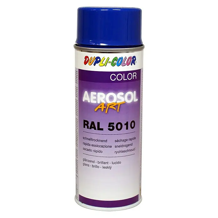 Dupli-Color Aerosol Art Lak za raspršivanje RAL 5010 - Encijan plave boje, 400 ml, Sjaj - Pogled sprijeda