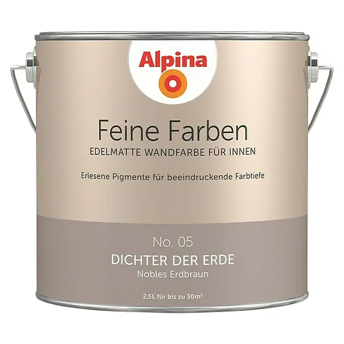 Alpina Wandfarbe Dichter der Erde - 2,5 l, Dichter der Erde, No. 05 - Nobles Erdbraun, Matt - Vorderansicht