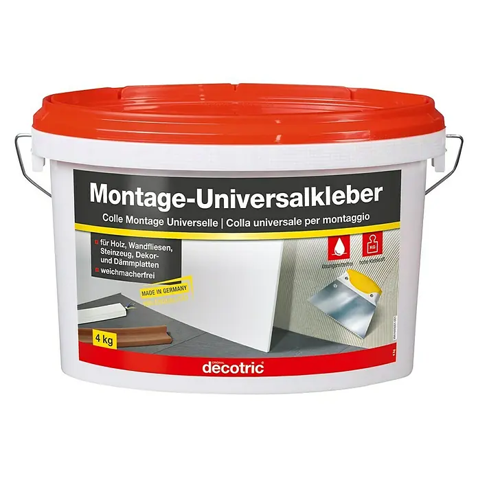 Decotric Universal-Montagekleber - 4 kg, Gebrauchsfertig, Anwendungsbereich: Innen - Vorderansicht