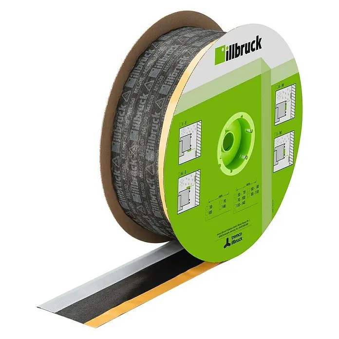 Illbruck Folienband TwinAktiv ME500 - Anwendungsbereich: Innen, 50 m x 70 mm, Geeignet für: Fenstermontage - Linke Seitenansicht