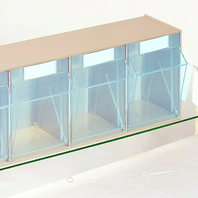 Lockweiler Kleinteilmagazin Stala STS 4 - Anzahl Fächer: 4 Stk., 17,2 x 60 x 20,7 cm, Fassungsvermögen: 8,44 l - Vorderansicht