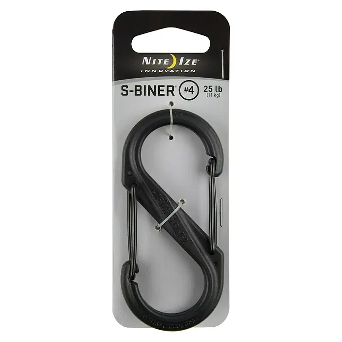 Nite Ize Doppelkarabiner - 89 x 38 mm, Kunststoff, Schwarz, Zugfestigkeit: 33 kg - Vorderansicht