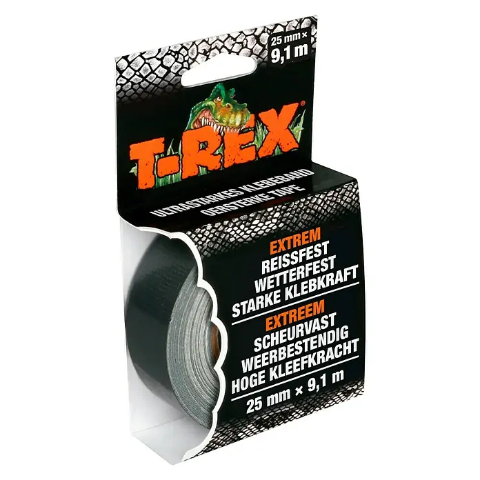 T-Rex Gewebeband - Schwarz, 9,1 m x 25 mm - Vorderansicht