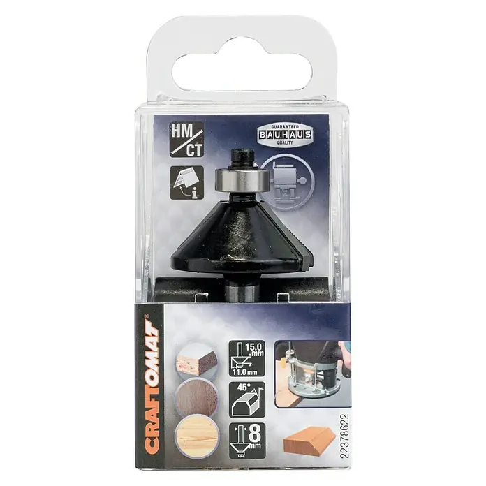 Craftomat Glodalica za oborene rubove - 15 mm, Promjer brtve: 8 mm - Pogled sprijeda