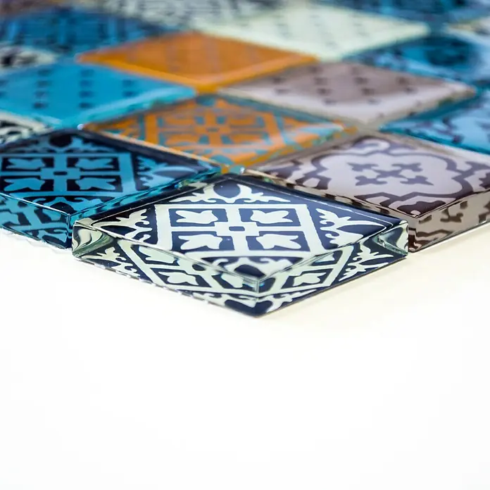 Mosaikfliese Quadrat Crystal Mix XCM 8OP2 - 30 x 30 cm, Bunt, Glänzend - Vorderansicht