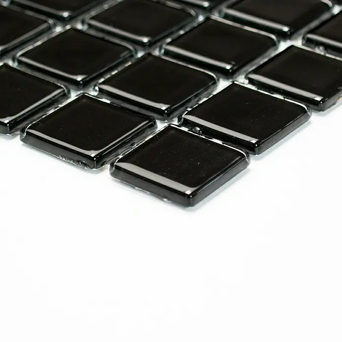 Mosaikfliese Quadrat Crystal Uni CM 4050 - 32,7 x 30,2 cm, Schwarz, Glänzend - Vorderansicht