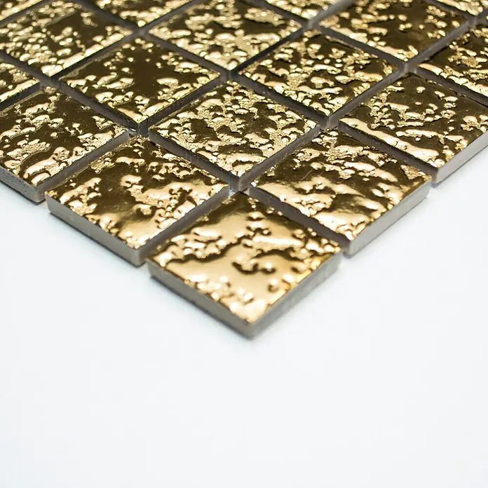 Mosaikfliese Quadrat Uni GO 282 - 33 x 30,2 cm, Gold, Glänzend - Vorderansicht