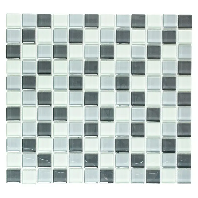 Mosaikfliese Quadrat Crystal Mix XCM 8125 - 32,7 x 30,2 cm, Grau/Weiß, Glänzend - Ansicht von oben