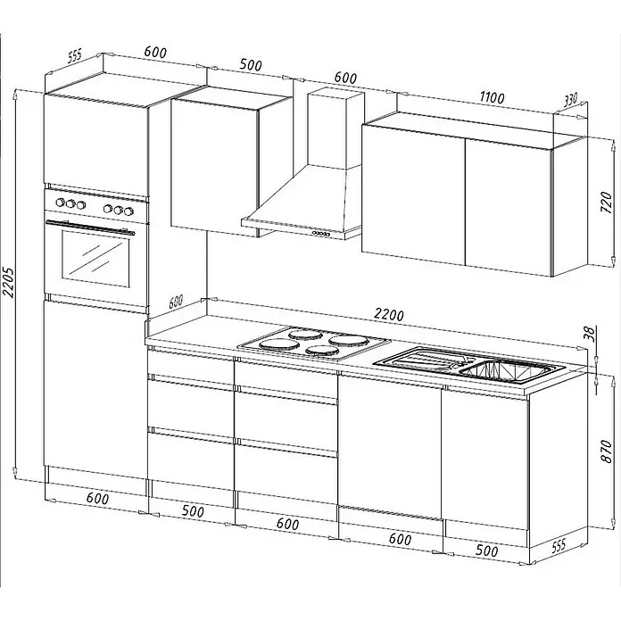 Respekta Premium Küchenzeile GLRP280HWW - Breite: 280 cm, Mit Elektrogeräten, Weiß Hochglanz