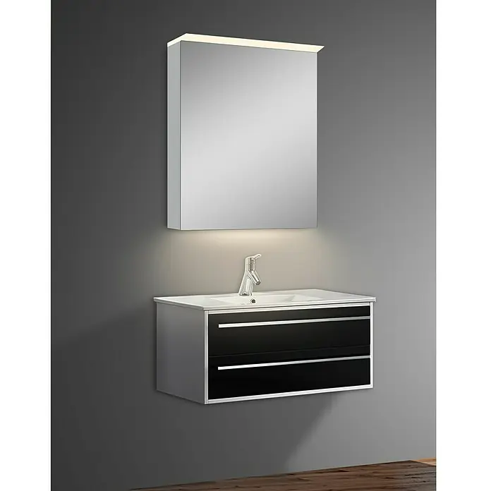 DSK LED-Spiegelschrank Aluminio Light - B x H: 60 x 70 cm, Mit Beleuchtung, Aluminium, Silber