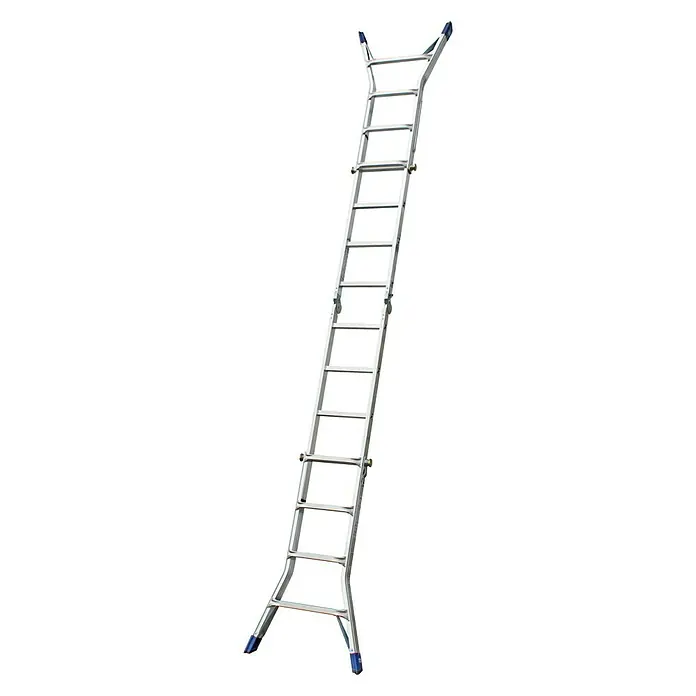 Krause Stabilo Sprossen-Gelenk-Teleskopleiter - Arbeitshöhe: 5 m, 4 x 4 Sprossen, Treppenfunktion, Aluminium - Linke Seitenansicht
