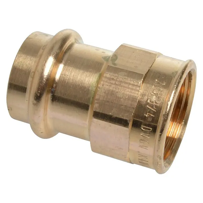 Press-Übergangsmuffe - Durchmesser: 22 mm, Innengewinde: ¾″, Presskontur: V - Vorderansicht