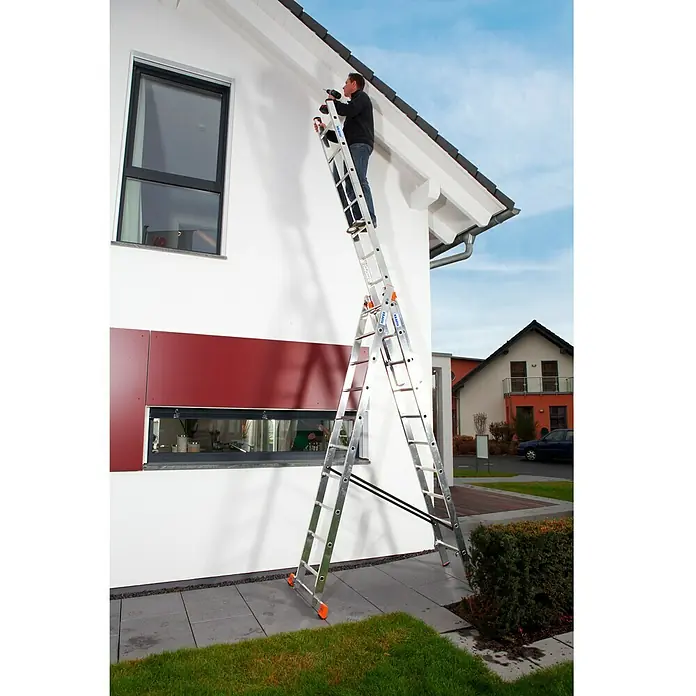 Krause Monto Sprossen-Mehrzweckleiter Tribilo - Arbeitshöhe: 7,65 m, 3 x 10 Sprossen, Aluminium - Anwendungsbeispiel