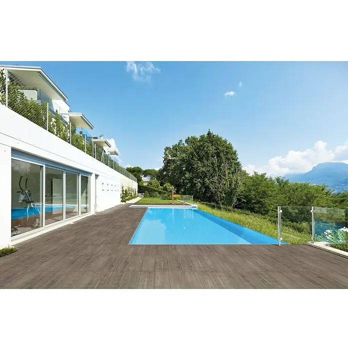 Terrassenfliese Cera 2.0 - 40 x 120 x 2 cm, Nussbaum, Matt - Ansicht von oben