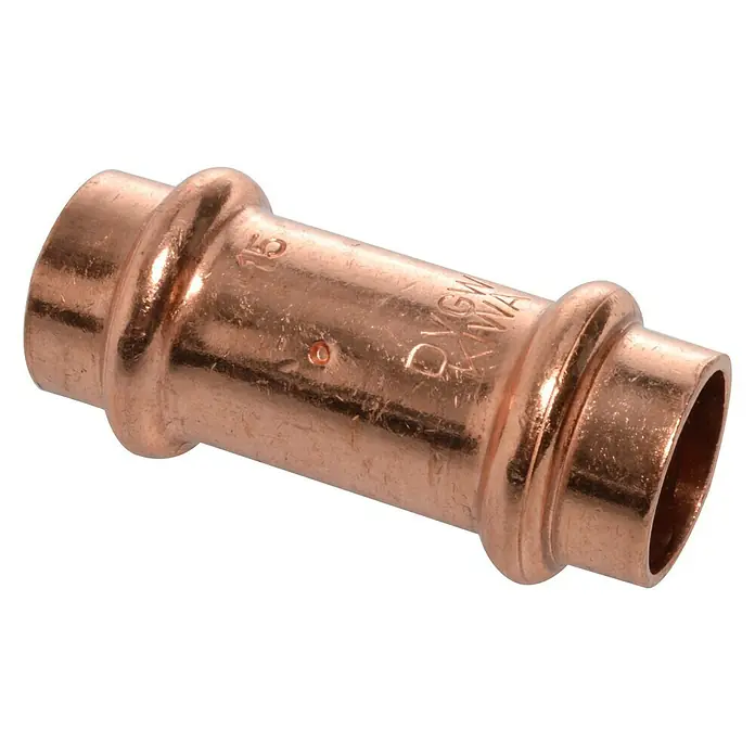 Kupfer-Pressmuffe - Durchmesser: 15 mm, Presskontur: V - Rechte Seitenansicht
