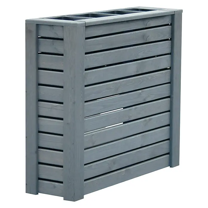 Pflanzkasten Sichtschutz - Außenmaß (L x B x H): 116 x 40 x 90 cm, Holz, Grau