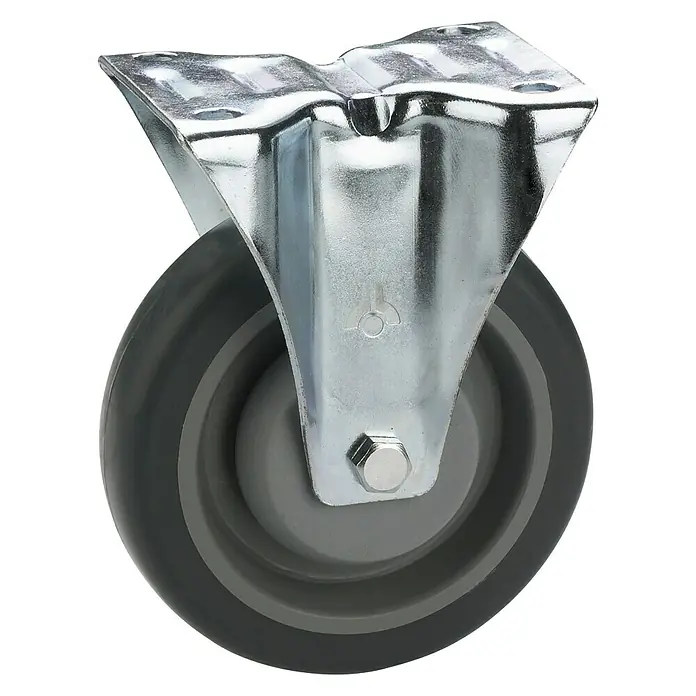 Dörner & Helmer Transportgeräte-Bockrolle - Durchmesser Rollen: 80 mm, Traglast: 140 kg, Material Rad: Thermoplastische Elastomere (TPE), Mit Platte, Kugellager - Ansicht von oben