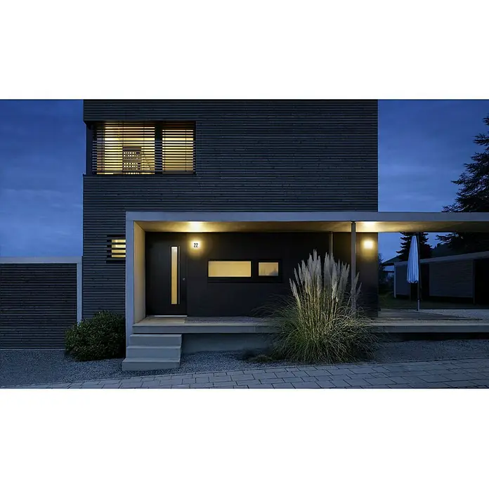 Steinel LED vanjska svjetiljka sa senzorom pokreta L 220 - 9,3 W, D x Š x V: 25,1 x 24,6 x 8,4 cm, Plemeniti čelik, Topla bijela - Živopisni prikaz