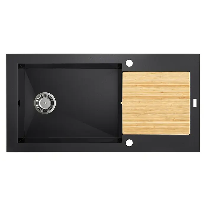 Carea Einbauspüle Katla - 98 x 50 cm, 1 Becken, CAREAlith®, Schwarz - Ansicht von oben